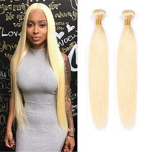 Braziliaanse Virgin Hair Extensions 613 # Blonde rechte Peruviaanse Maleisische Indiase rauwe menselijke haar weeft twee bundels 613 kleur 2 stuks / partij