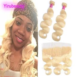 Extensions de cheveux brésiliens vierges vague de corps cheveux humains 2 paquets avec 13X4 dentelle frontale produits de cheveux de bébé 1030 pouces couleur naturelle 3594898