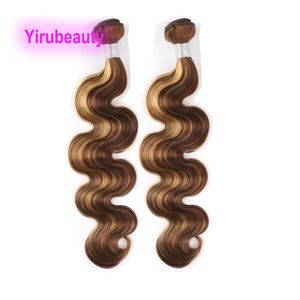 Braziliaanse Virgin Hair Extensions P4/27 Pianokleur 10-30 inch Body Wave Recht 2 stks/partij Peruaanse Indiase Ruwe 100% Menselijk Haar