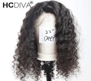Brésilien Virgin Hair Full Lace Heuv Hair Wigs for Black Women Wave Deep 130 densité en dentelle Front Perruque avec des cheveux pour bébé pré-cueillis H1676424
