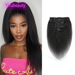 Cheveux vierges brésiliens Kinky Straight 120g Clip dans les extensions de cheveux 120g Kinky Straight Clipin sur 100 cheveux humains couleur naturelle5916972