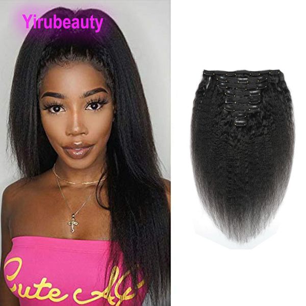 Cheveux vierges brésiliens Kinky Straight 120g Clip In Hair Extensions 120g Kinky Straight Clip-in On 100% Human Hair Natural Color