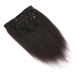 Braziliaanse maagd haar kinky rechte clip in menselijk haar 8 stuks en 120 g / set natuurlijke zwarte grof jaki