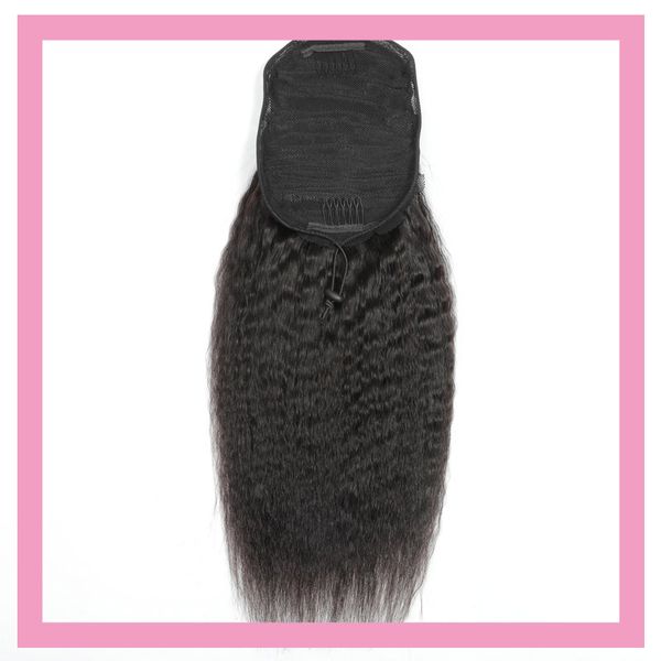 Brésilien Vierge Coiffure pneosque poneytail raide 8-22 pouces Natural Noir 1B # Yaki Ppnytail 100% Human Hair Wholesale