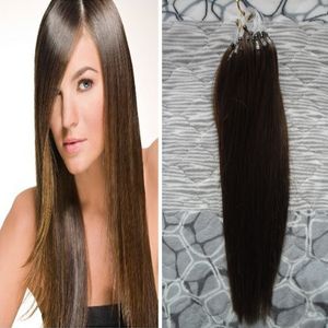 Braziliaanse Maagd Haar Micro Loop Menselijke Hair Extensions 100g # 6 Medium Bruin 100G / PC