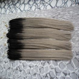 Braziliaanse Virgin Hair Silver Grey Hair Extensions Micro 400G 1G / S 400S Breng Natural Micro Link Hair Extensions Human 1B / Grijs Zilver