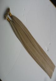Cheveux vierges brésiliens raides 100s réel Remy Nano anneau liens Extensions de cheveux humains couleur blonde européenne droite Micro perles Hai1365787