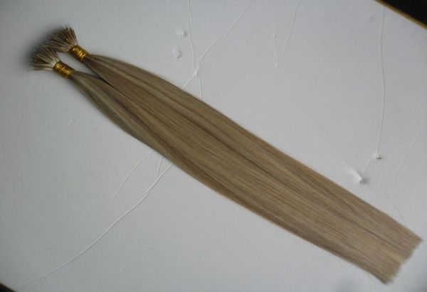 Cheveux vierges brésiliens raides 100s réel Remy Nano anneau liens Extensions de cheveux humains couleur blonde européenne droite Micro perles Hai7390017