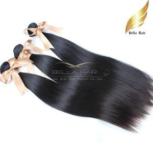 El pelo liso brasileño virginal teje extensiones de cabello humano 1 pieza o 2 piezas lote color natural 1030 pulgadas bellahair