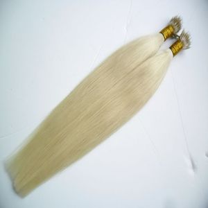 Extensiones nanas del pelo del anillo del lazo micro recto del pelo virginal brasileño 100g #613 Bleach Blonde