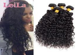 Cheveux vierges brésiliens vague d'eau 4 paquets Leila doubles trames Extensions de cheveux humains humides et ondulés tisse 828 pouces eau brésilienne W96704944