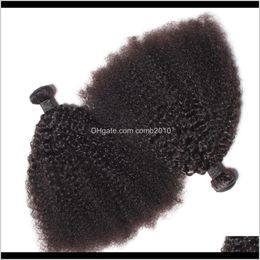 Braziliaanse Virgin Menselijk Haar Afro Kinky Krullend Golf Onverwerkte Remy Haar Weeft Dubbele WEKS 100G / Bundel 2Bundle / Lot kan worden geverfd W61YJ PTBAG