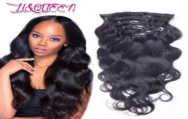 Brésilien Virgin Human Clip Clip in Hair Extension Natural Naturel Body Wave Queen Extensions de cheveux non transformés 1228 pouces25462262588721