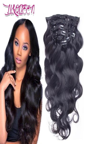 Brésilien Virgin Human Clip Clip in Hair Extension Natural Natural Body Wave Queen Extensions de cheveux non transformés 1228 pouces25462261338284