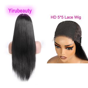 Brésilien Virgin Human Hair HD 5x5 Lace Wig Straitement Produits de cheveux indiens péruviens Pièces 10-34 pouces Couleur naturelle