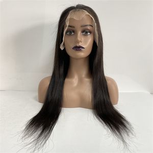 Cabello humano virgen brasileño Color natural Sedoso Recto 130% Densidad 13x6 Peluca delantera de encaje para mujer negra