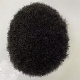 Braziliaanse maagdelijk menselijk haar stuk Afrikaanse Amerikanen 4 mm afro kinky krulmonomono toupee zwarte kleur 3# kanten eenheden voor zwarte mannen 6x8 6x9 7x9 7x10 8x10