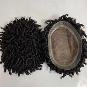 Brazilian Virgin Human Hair Pieces 8x10 #1b 15mm Curl Full Silk Base Toupee for Men