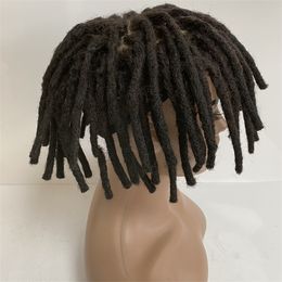 Braziliaanse maagdelijke mensenhaarvervanging #1B Natuurlijk zwart 8x10 Dreadlocks Full Silk Toupee voor zwarte mannen