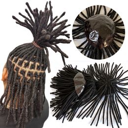 Reemplazo de cabello humano virgen brasileño # 1b negro 14 pulgadas rastas 8x10 PU Unidad de piel de peluquín para hombres negros