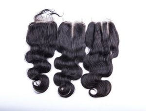 Tissage de cheveux naturels brésiliens vierges, Body Wave lisse, noir naturel, 35x4, Lace Closure, trois parties centrales, 4179647