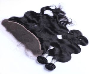 Cheveux humains vierges brésiliens avec fermetures frontales en dentelle vague de corps 4 faisceaux lot 8A grade malaisien cambodgien péruvien Remy cheveux Wea9384311