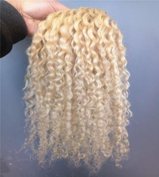 Brésilien Virgin Remy Curly Hair Waft Clip in Natural Natural Pishy Curl tisse Blonde 613 Extensions humaines 9254094