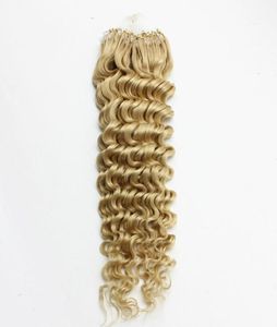 Braziliaanse Maagd Remy Haar 22 Blonde Diepe Golf 100 strandslot Micro Bead Loop Ring Hair Extensions 1gs5312954