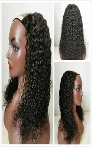 Perruques de cheveux humains brésiliens vierges ondulés U Part pour femmes noires non transformés bouclés sans colle en forme de U perruque invisible tressée complète T6393996