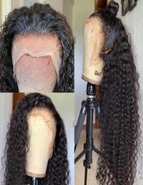 Perruques brésiliennes de cheveux humains avant de dentelle bouclée par l'eau 13x4 26 28 30 pouces perruque frontale longue de vague profonde pour les femmes noires 9020978