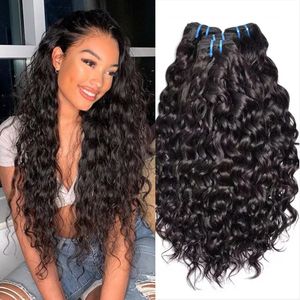 Bounles de vagues d'eau brésilienes 100% réels de cheveux humains 13 PCSLOT REMY POUR LES FEMMES NOIRES COULEUR NATURELLE 1B 240401