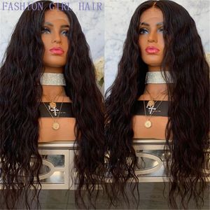 Perruque brésilienne de vague d'eau avec des cheveux de bébé 360 Lace Front simulation Perruques de cheveux humains Perruques synthétiques ondulées pré-plumées pour les femmes noires