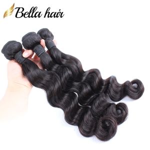 Brésilien tissage bundles extentions de cheveux humains trame 100% non transformée vierge de profonde couleur naturelle double trame