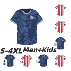 2024 2025 Paraguay voetbalshirt copa amerika maillots de voet rood wit weg donkerblauw voetbal shirt 24 25 Men Kids Kit Top korte mouw aangepaste uniforme volwassen maat S-4XL