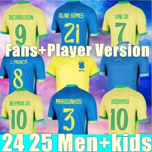 BRAZILIË 2024 Voetbalshirts Camiseta De Futbol PAQUETA RAPHINHA Voetbalshirt Maillots MARQUINHOS VINI JR Brasil RICHARLISON HEREN KINDEREN VROUW NEYMAR