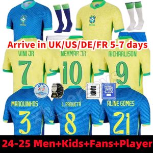 Brazils 2024 Copa America Cup Soccer Jerseys Camiseta de Futbol Paqueta Raphinha Football Shirt Maillot Marquinhos Vini Jr Brasil Richarlison Men Kids Woman Neymar