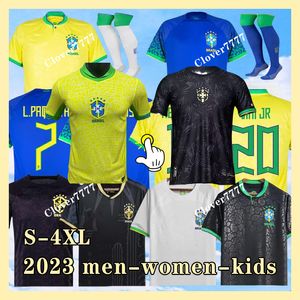 Brésil 2024 Maillots de football Camiseta de futbol PAQUETA RAPHINHA 23 24 25 Maillot de football Maillots MARQUINHOS VINI JR Brésil RICHARLISON HOMMES XXXL 4XL KIT FEMME NEYMAR
