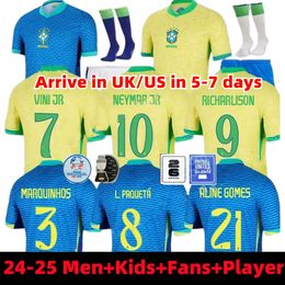 Brazils 2024 Copa America Cup Soccer Jerseys Camiseta de Futbol Paqueta Raphinha Football Shirt Maillot Quinhos Vini Jr Brasil Richarlison Men Kids Woman