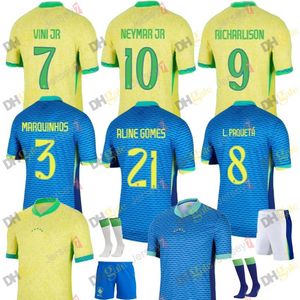 Brazils 2024 Copa America Cup Soccer Jerseys Camiseta de Futbol Paqueta Raphinha Football Shirts Maillot Marquinhos Vini Jr Brasil Richarlison Men Kid Woman Neymar