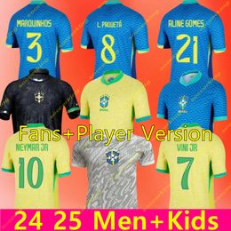 Brasils 22 2023 2024 Jerseys de fútbol Camiseta de Futbol Paqueta Raphinha Camisa de fútbol Maillots Marquinhos Vini Jr Brasil Richarlison Hombres Niños Neymar