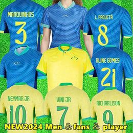 Braziliels 24 25 Copa America Cup voetbalshirts Camiseta de futbol Paqueta Raphinha voetbalhirt Maillot Marquinhos Vini Jr Brasil Richarlison Men Kids Woman Neymar