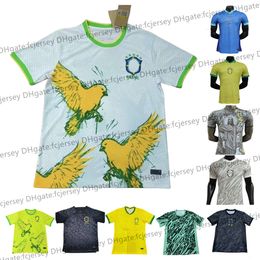 Braziliës 24 25 COPA AMERIKA CUPE SOCUCER JERSEYS CAMISETA DE FUTBOL PAQUETA RAPHINHA Voetbalshirt Maillot Quinhos Vini Jr Brasil Richarlison Men Fans Player -versie