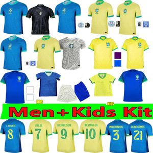 Brasil NUEVO Jersey Yellow Soccer Jersey Copa America Cup Neymar Vini Jr Kits Man Kit Brasil Camisa de fútbol del equipo nacional 24/25 Versión de fanáticos de casa Rodrygo Martinelli