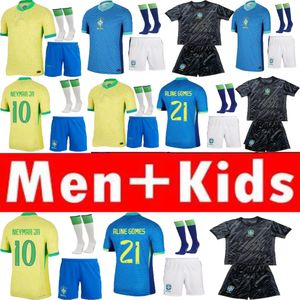 Brésils Jersey de soccer jaune classique 2024 Copa America Cup Neymar Vini Jr Kids Man Kit Kit 2025 BRASIL National Team Football Shirt 24/25 Home Away Fan Rodrygo