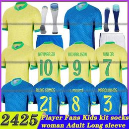 Braziliës Kids Football Kit 2024 COPA AMERIKA CUP SOCUCER Jerseys Camiseta de Futbol Paqueta Raphinha voetbalshirt Maillot Vini Jr Brasil Richarlison Neymar