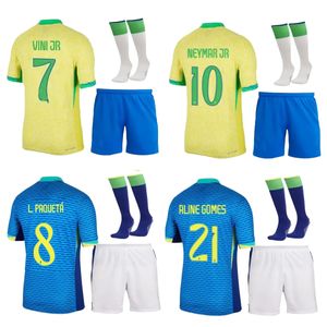 Brésils Kit Kid 2024 Copa America Cup Soccer Jerseys Camiseta de Futbol Paqueta Raphinha Football Shirt Maillot Vini Jr Brasil Richarlison Neymar