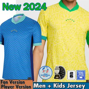 Brazilië Voetbalshirt 2024 Copa America Cup NEYMAR VINI JR Kitsets voor kinderen 2025 BRasIL Nationaal team Voetbalshirt 24/25 Thuis Uit Speler Versie 4XL RODRYGO MARTINELLI