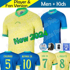 Maillot de football du Brésil 2024 Copa America Cup NEYMAR VINI JR Kit pour enfants Ensembles 2025 Maillot de football de l'équipe nationale du Brésil 24/25 Domicile Femme Plus Taille 4XL RODRYGO