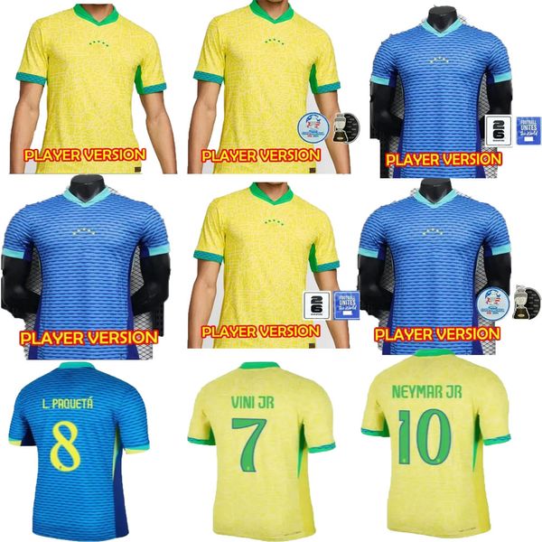 BRASIL camiseta de fútbol Top calidad tailandesa 24/25 L.PAQUETA NEYMAR versión del jugador RICHARLISON camiseta de fútbol G.JESUS T.SILVA BRUNO G. PELE CASEMIRO hombres conjuntos camiseta