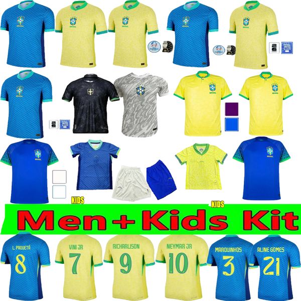 Brésils Top Quality Products Soccer Jersey Copa America Cup Neymar Vini Jr Kids Man Kit Kit Brasil National Team Football Shirt 24/25 Home Away Rodrygo Martinelli